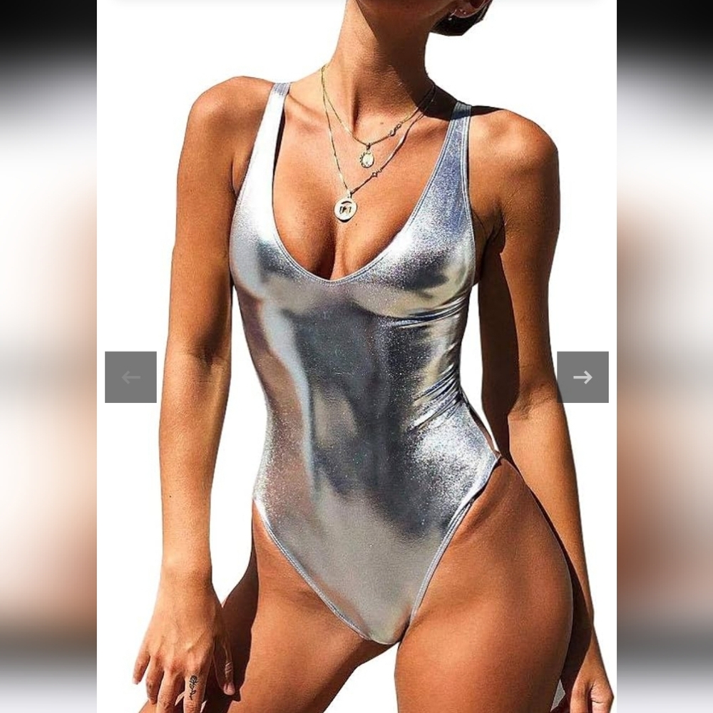 Yauasopa Silver Metallic Swimsuit New In Package